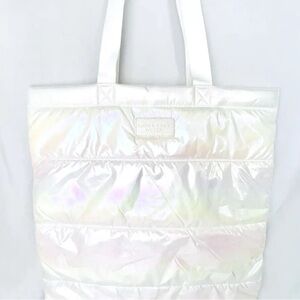 NWT BATH & BODY WORKS "2023 Limited Edition" Iridescent Puffer Tote - White